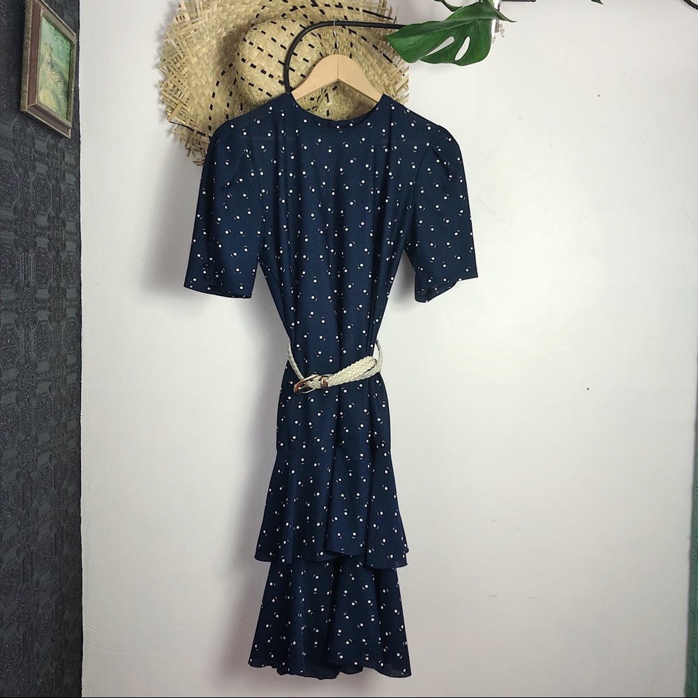 Vintage shift, drop waist ruffle dress.